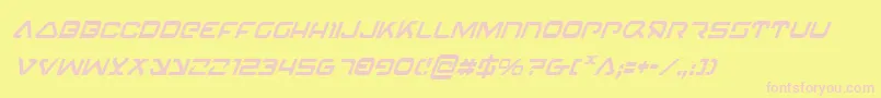 4114BlasterCondensedItalic-fontti – vaaleanpunaiset fontit keltaisella taustalla