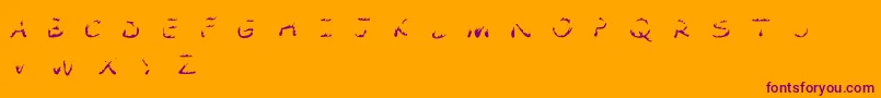 Comic Tragedy Flames   BC-Schriftart – Violette Schriften auf orangefarbenem Hintergrund