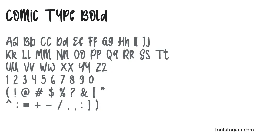 Шрифт Comic Type Bold – алфавит, цифры, специальные символы