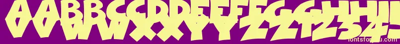 フォントComical Cartoon – 紫の背景に黄色のフォント