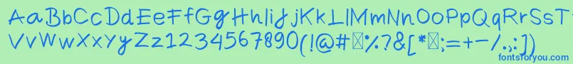 フォントComicaRegular – 青い文字は緑の背景です。