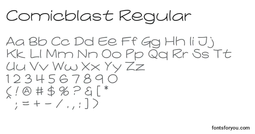 Schriftart Comicblast Regular – Alphabet, Zahlen, spezielle Symbole