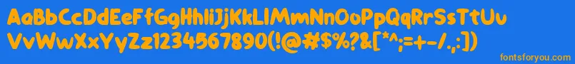 comiccomoc Font – Orange Fonts on Blue Background