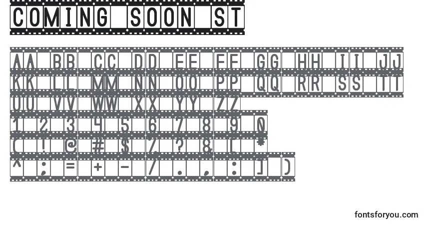 Шрифт Coming Soon St – алфавит, цифры, специальные символы