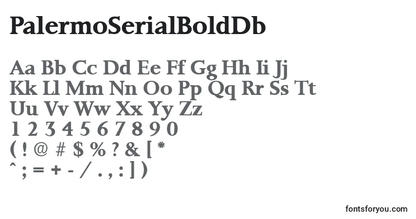 A fonte PalermoSerialBoldDb – alfabeto, números, caracteres especiais