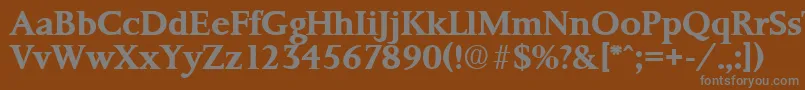 PalermoSerialBoldDb-fontti – harmaat kirjasimet ruskealla taustalla
