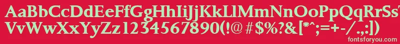 フォントPalermoSerialBoldDb – 赤い背景に緑の文字