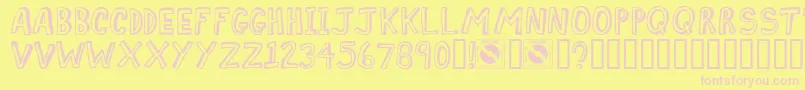 COMIZ   -fontti – vaaleanpunaiset fontit keltaisella taustalla