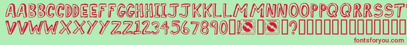 COMIZ    Font – Red Fonts on Green Background