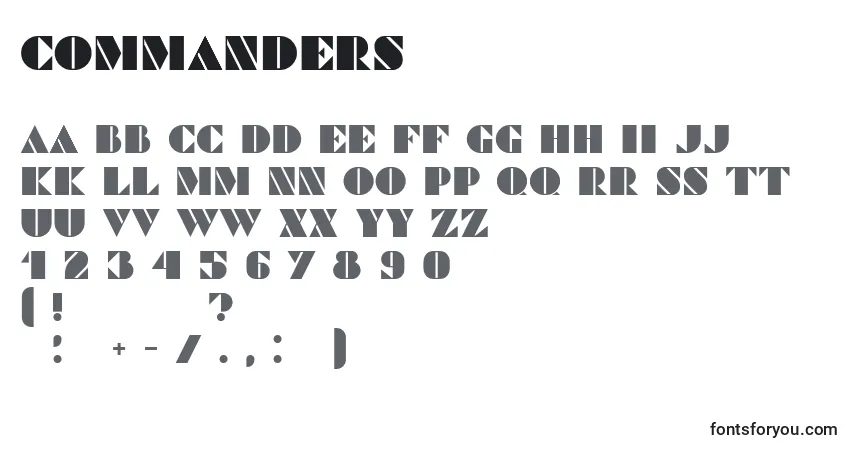 Schriftart Commanders (123823) – Alphabet, Zahlen, spezielle Symbole