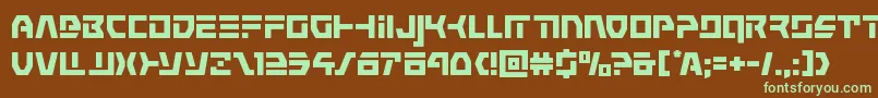 フォントcommandoverride – 緑色の文字が茶色の背景にあります。