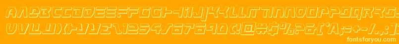 commandoverride3dital-Schriftart – Gelbe Schriften auf orangefarbenem Hintergrund