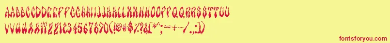 Barbecuejr-Schriftart – Rote Schriften auf gelbem Hintergrund
