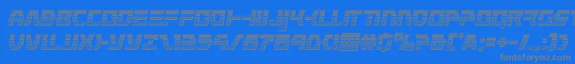 commandoverridechromeital-Schriftart – Graue Schriften auf blauem Hintergrund