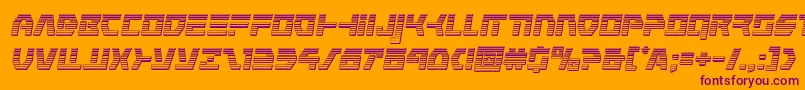 commandoverridechromeital-Schriftart – Violette Schriften auf orangefarbenem Hintergrund
