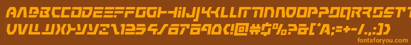 フォントcommandoverrideital – オレンジ色の文字が茶色の背景にあります。