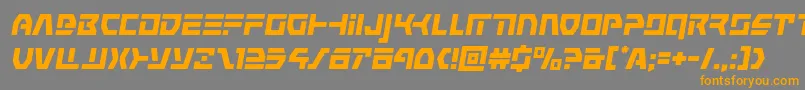 フォントcommandoverrideital – オレンジの文字は灰色の背景にあります。