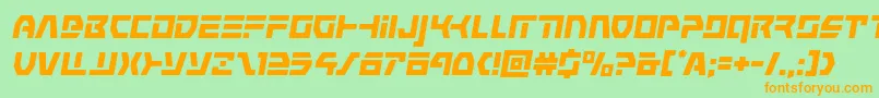 commandoverrideital-Schriftart – Orangefarbene Schriften auf grünem Hintergrund