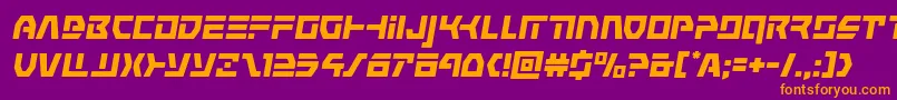 commandoverrideital-Schriftart – Orangefarbene Schriften auf violettem Hintergrund