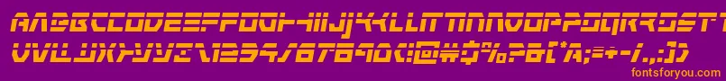 Fonte commandoverridelaserital – fontes laranjas em um fundo violeta