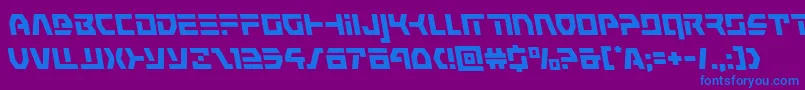 commandoverrideleft-Schriftart – Blaue Schriften auf violettem Hintergrund