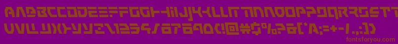 commandoverrideleft-Schriftart – Braune Schriften auf violettem Hintergrund