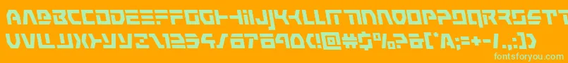 commandoverrideleft-Schriftart – Grüne Schriften auf orangefarbenem Hintergrund