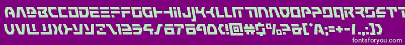 commandoverrideleft-Schriftart – Grüne Schriften auf violettem Hintergrund