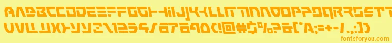 commandoverrideleft-Schriftart – Orangefarbene Schriften auf gelbem Hintergrund