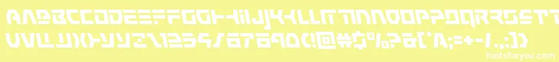 commandoverrideleft-fontti – valkoiset fontit keltaisella taustalla