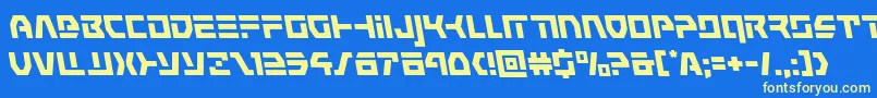 commandoverrideleft Font – Yellow Fonts on Blue Background