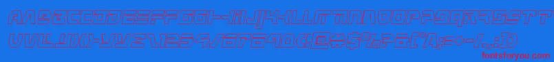commandoverrideoutital-Schriftart – Rote Schriften auf blauem Hintergrund