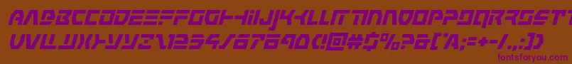 commandoverridesuperital Font – Purple Fonts on Brown Background