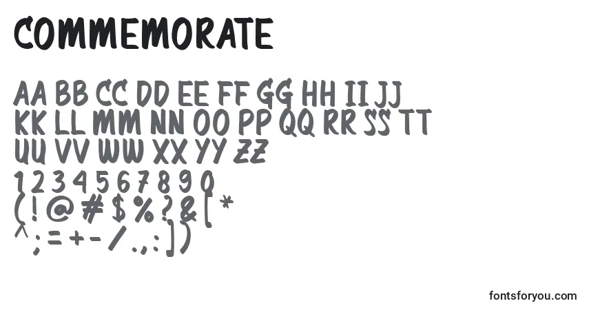 Fuente Commemorate - alfabeto, números, caracteres especiales