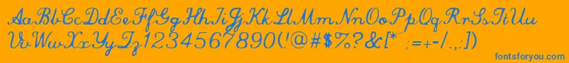 commersial script Font – Blue Fonts on Orange Background