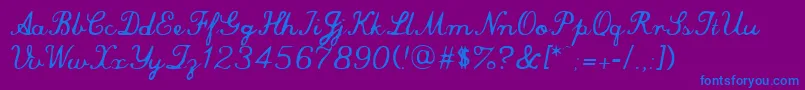 commersial script Font – Blue Fonts on Purple Background