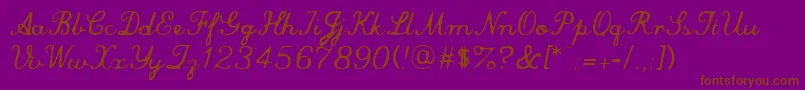 commersial script Font – Brown Fonts on Purple Background