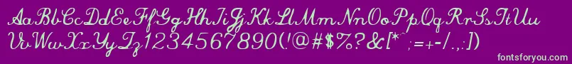 Fonte commersial script – fontes verdes em um fundo violeta