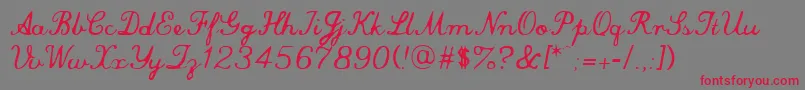 commersial script Font – Red Fonts on Gray Background