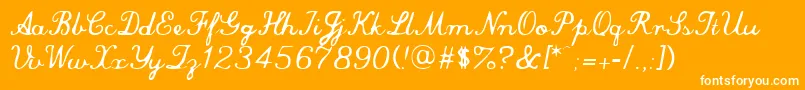 commersial script-fontti – valkoiset fontit oranssilla taustalla