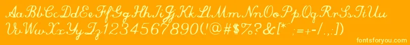 commersial script-Schriftart – Gelbe Schriften auf orangefarbenem Hintergrund