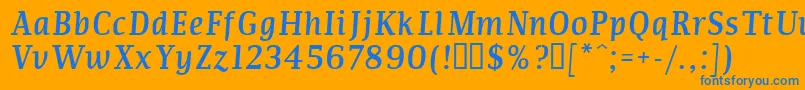 フォントCOMMI    – オレンジの背景に青い文字