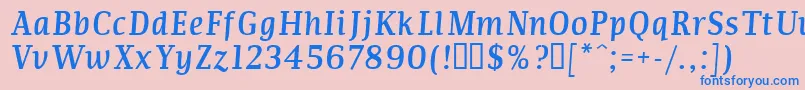 フォントCOMMI    – ピンクの背景に青い文字