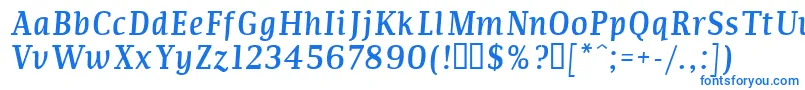 フォントCOMMI    – 白い背景に青い文字