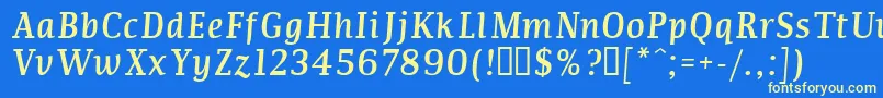 フォントCOMMI    – 黄色の文字、青い背景