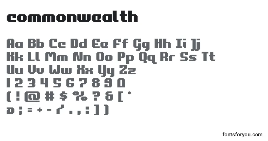 Шрифт Commonwealth (123854) – алфавит, цифры, специальные символы