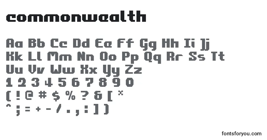 Шрифт Commonwealth (123855) – алфавит, цифры, специальные символы