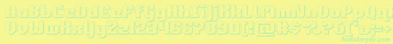 commonwealth3d-Schriftart – Grüne Schriften auf gelbem Hintergrund