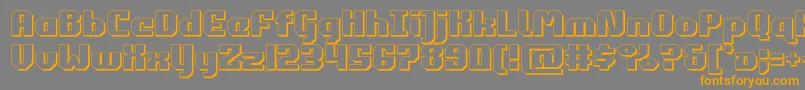 フォントcommonwealth3d – オレンジの文字は灰色の背景にあります。