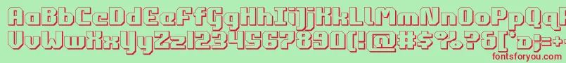 commonwealth3d-Schriftart – Rote Schriften auf grünem Hintergrund
